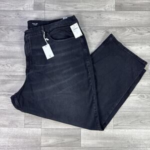 Good American Good '90s Mid Rise Baggy Jeans Straight Leg Black Wash sz 24